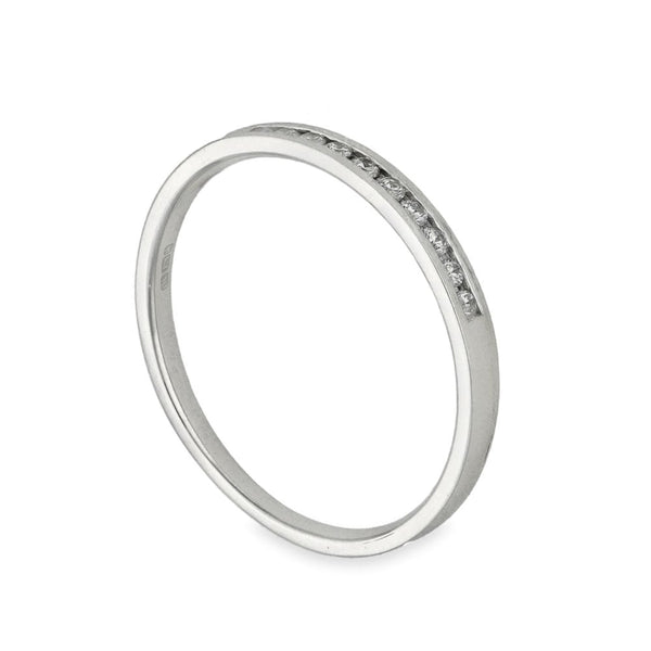 9ct White Gold Half-Eternity Diamond Ring - Size K½ - 0.10ct