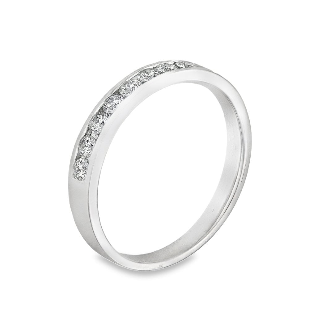 9ct White Gold Half-Eternity Diamond Ring - Size K½ - 0.33ct