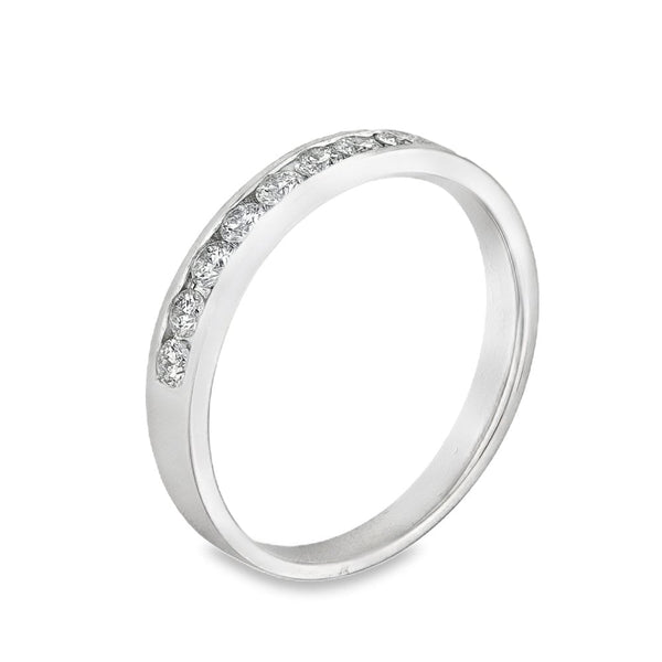 9ct White Gold Half-Eternity Diamond Ring - Size K½ - 0.33ct