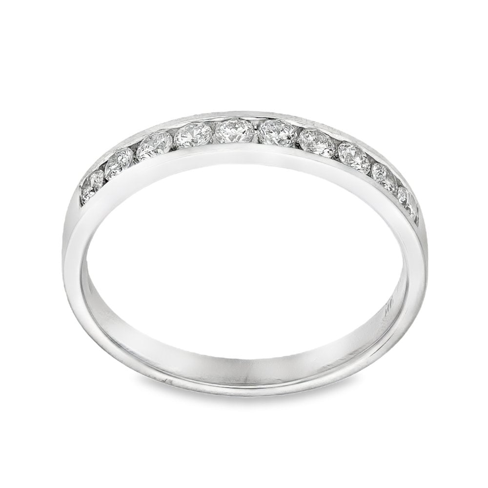 9ct White Gold Half-Eternity Diamond Ring - Size K½ - 0.33ct