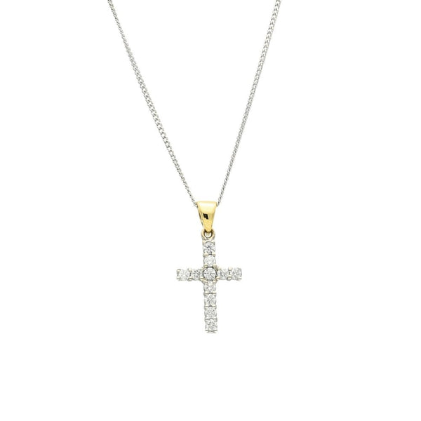 18ct White Gold Diamond Cross Pendant & Necklace - 21" - 4.5g