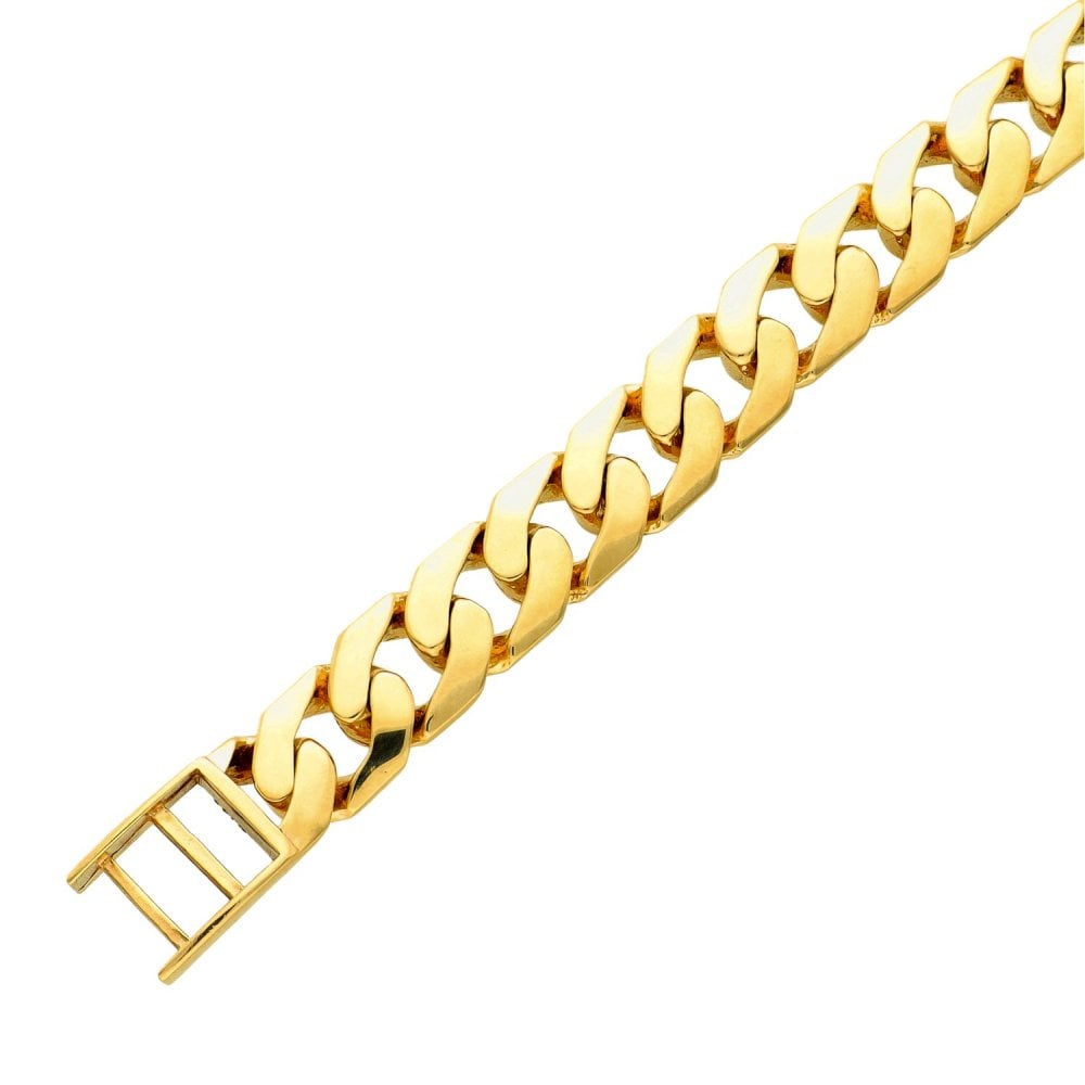9ct Yellow Gold Bark-Patterned Curb Bracelet - 8.5" - 62.1g