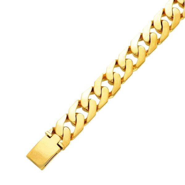 9ct Yellow Gold Bark-Patterned Curb Bracelet - 8.5" - 62.1g