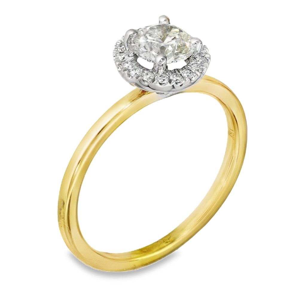 18ct Yellow Gold Diamond Cluster Ring - Size M½ - 0.80ct