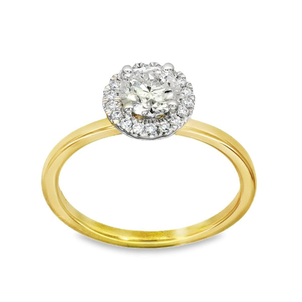 18ct Yellow Gold Diamond Cluster Ring - Size M½ - 0.80ct