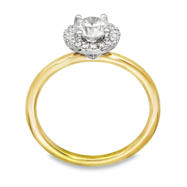 18ct Yellow Gold Diamond Cluster Ring - Size M½ - 0.80ct