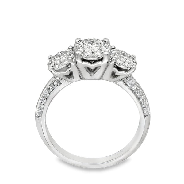 18ct White Gold Illusion-Set Diamond Cluster Ring - 0.75ct