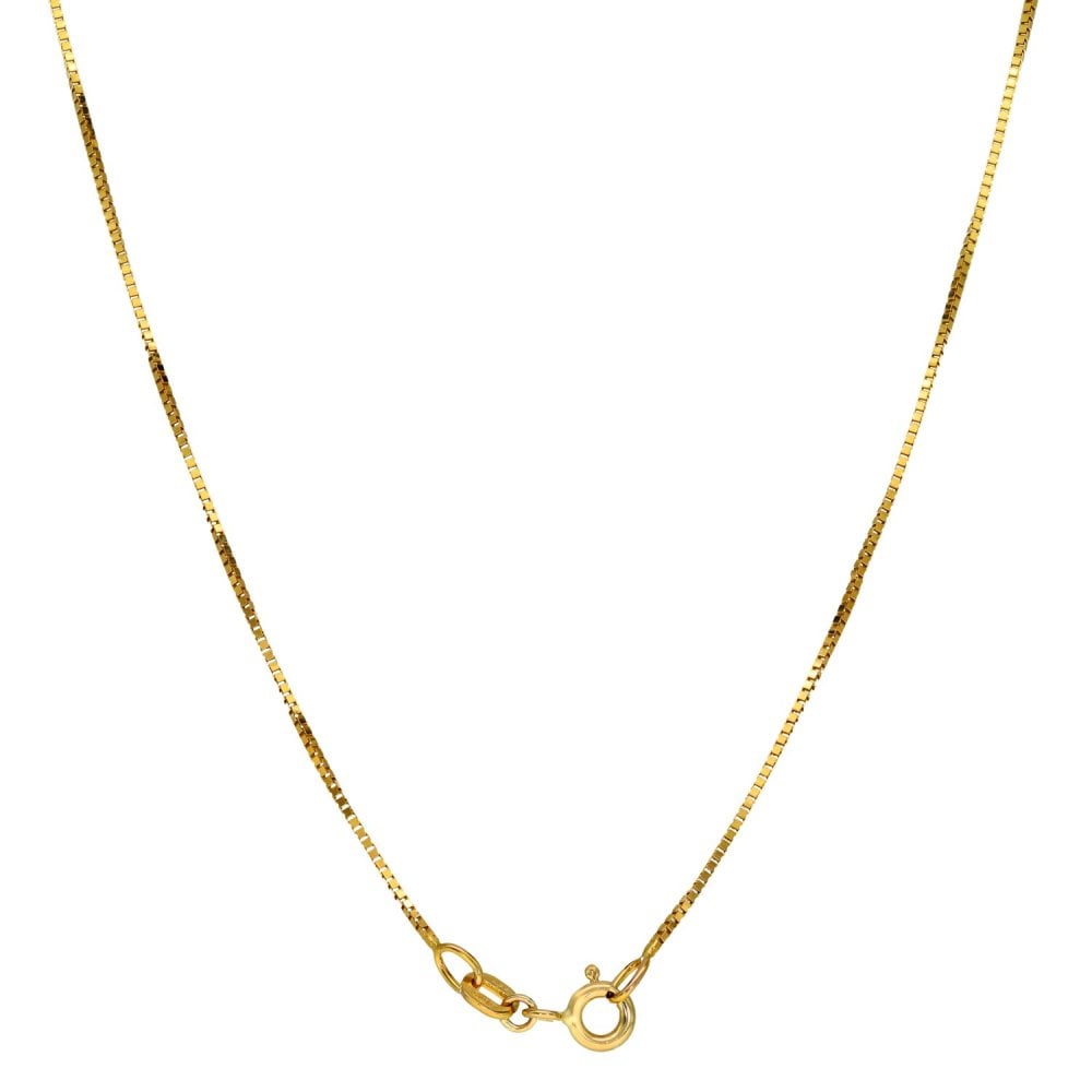 9ct Yellow Gold Pearl Drop & Knot Box Chain - 17" - 2.5g