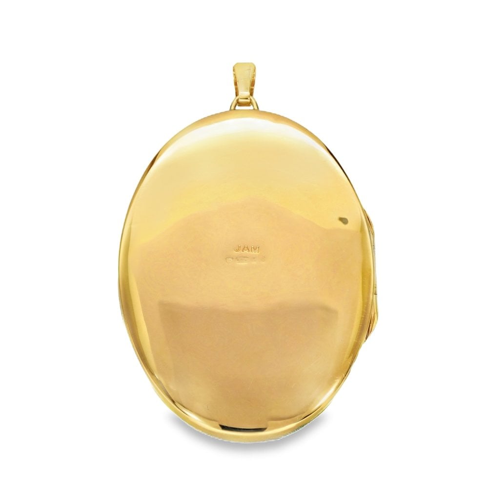 9ct Yellow Gold Large Feather Engraved Locket - 32x52x7mm -12.0g