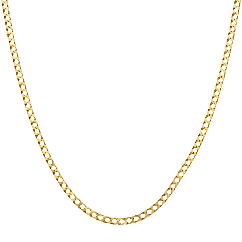 9ct Yellow Gold Open Square Curb Chain - 18" - 3.8g