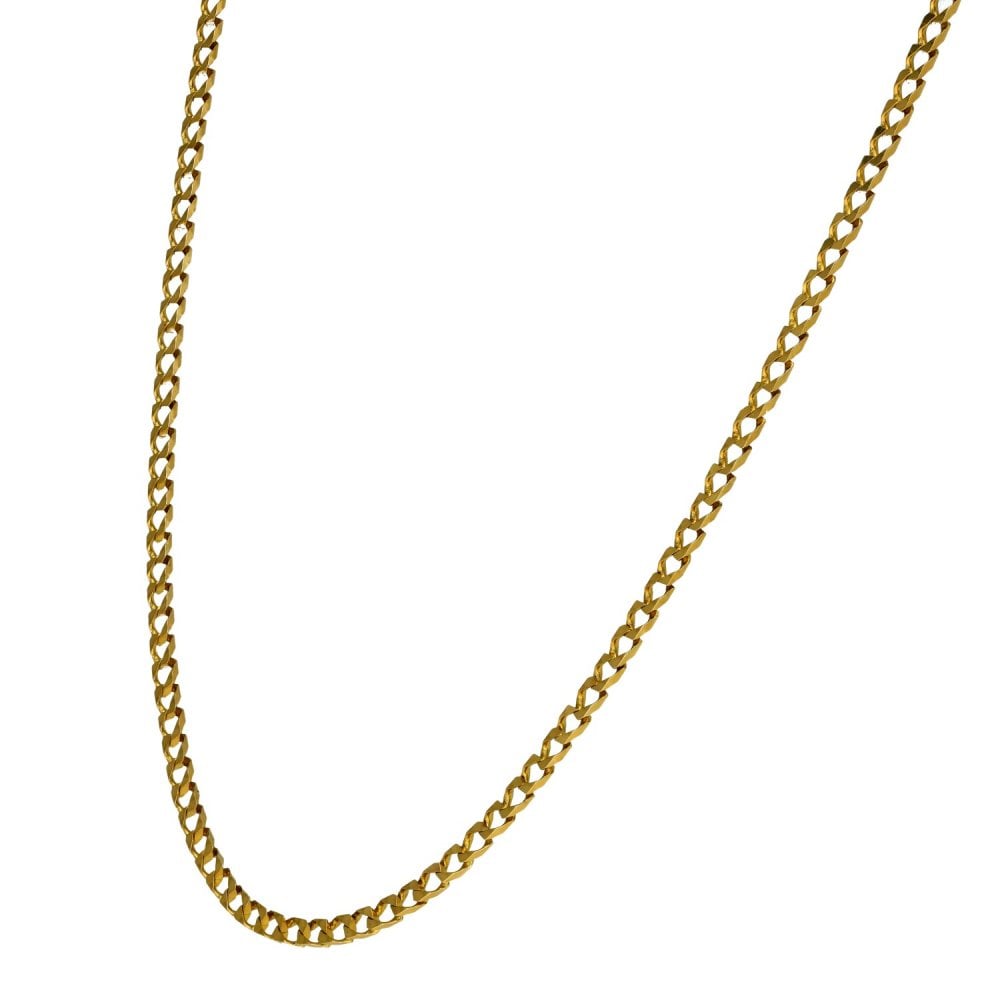 9ct Yellow Gold Open Square Curb Chain - 18" - 3.8g