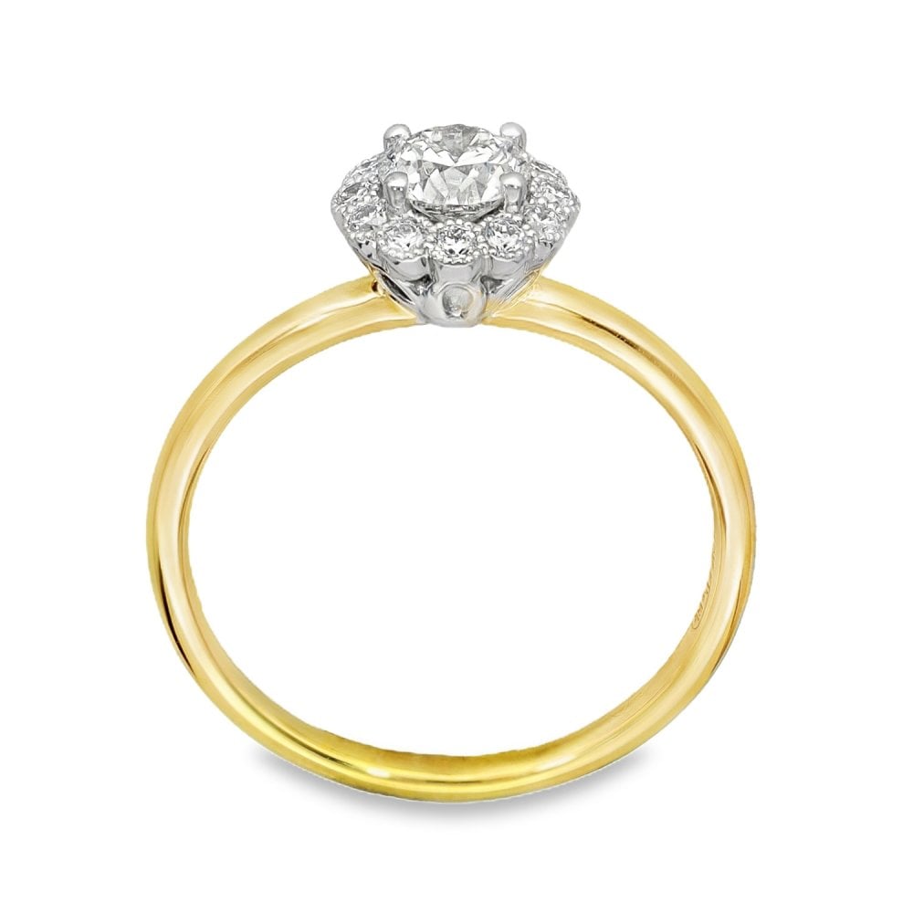 18ct Yellow Gold Diamond Cluster Ring - Size M - 0.66ct