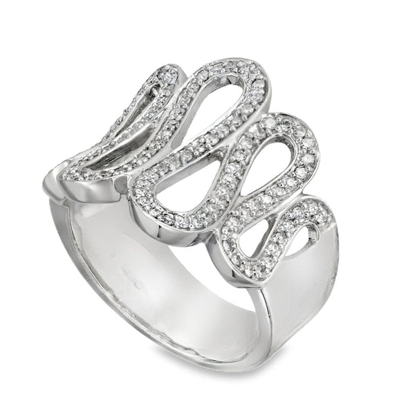 9ct White Gold Diamond Swirl Ring - Size N - 0.45ct