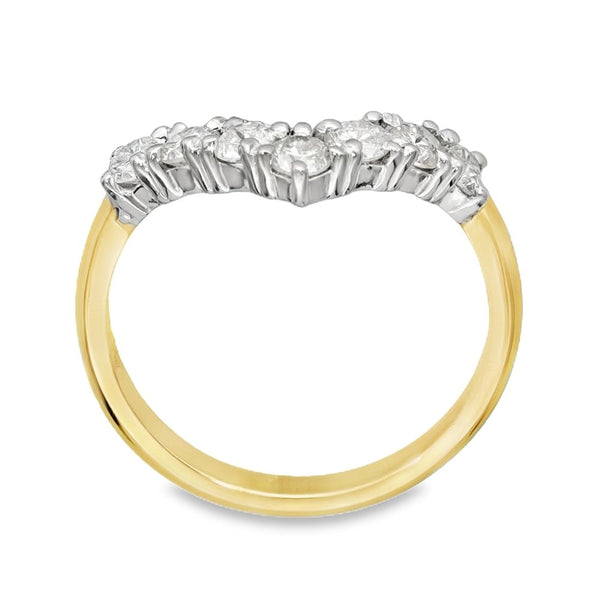 9ct Yellow Gold Diamond Wishbone Ring - Size M½ - 0.80ct