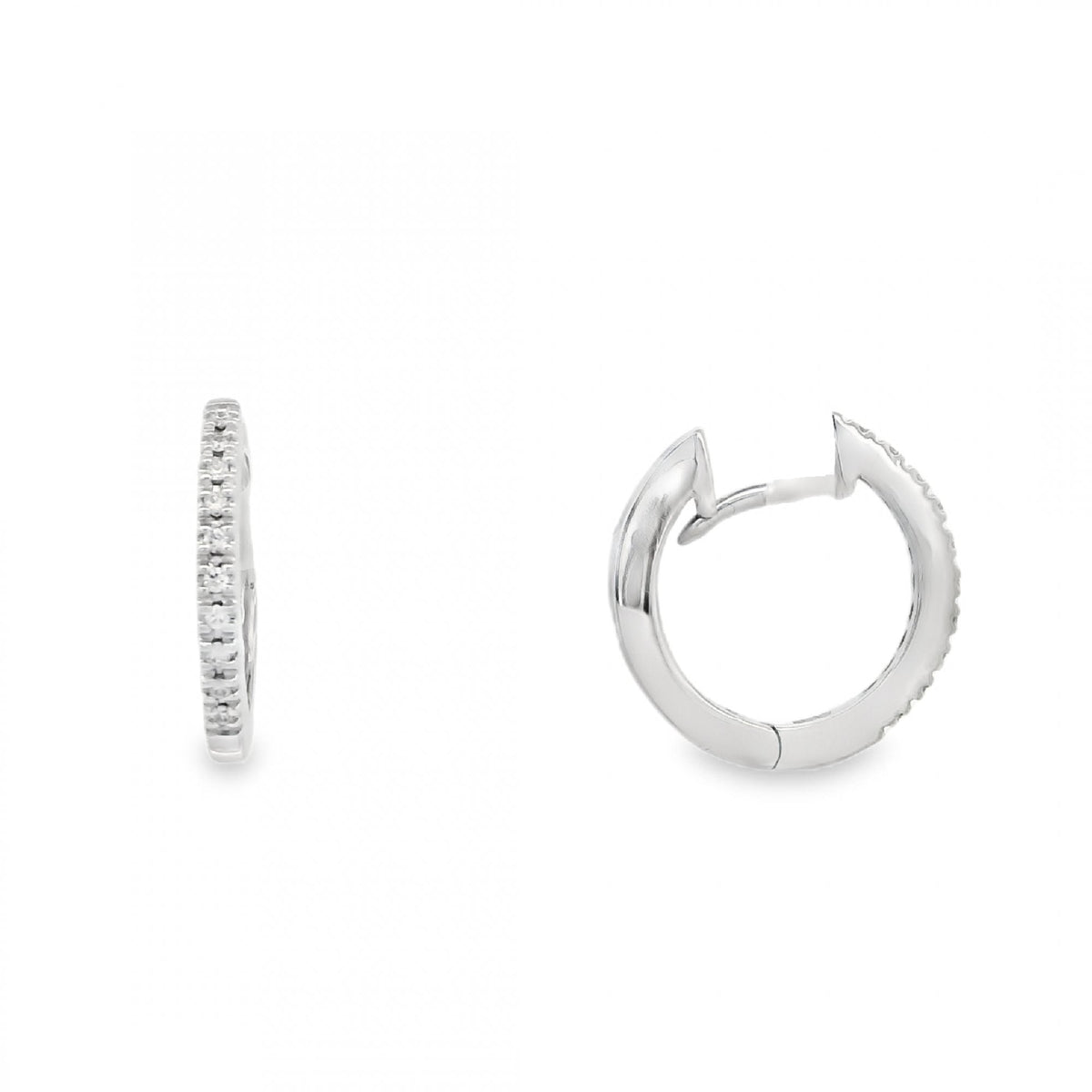 18ct White Gold Diamond Hoop Earrings - 14x14mm - 0.12ct