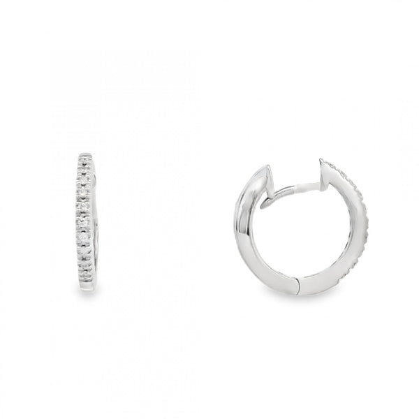 18ct White Gold Diamond Hoop Earrings - 14x14mm - 0.12ct