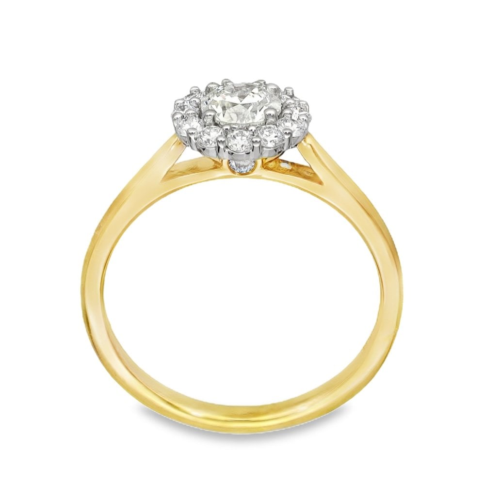 18ct Yellow Gold Diamond Cluster Ring - Size M½ - 0.80ct