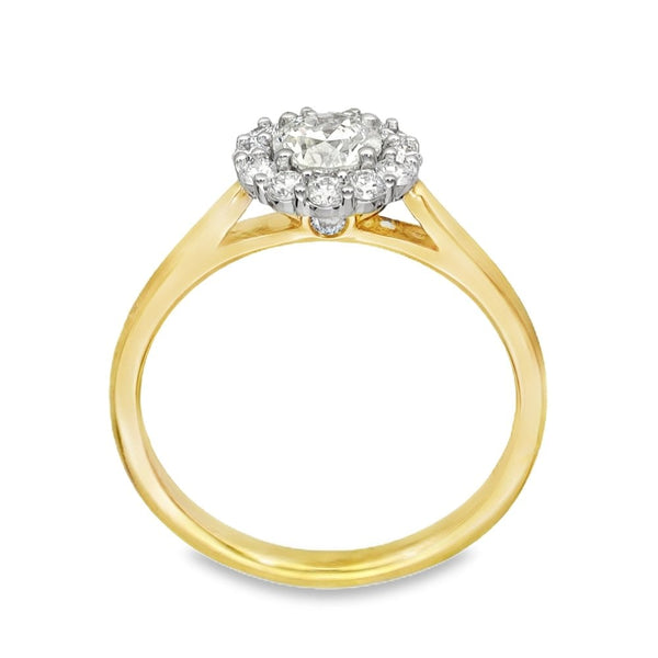 18ct Yellow Gold Diamond Cluster Ring - Size M½ - 0.80ct