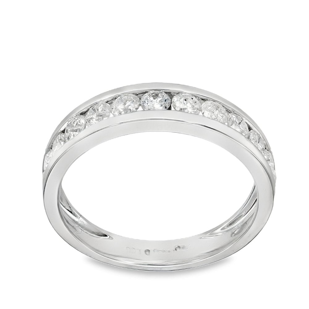 18ct White Gold Diamond Half-Eternity Ring - Size O - 1.00ct