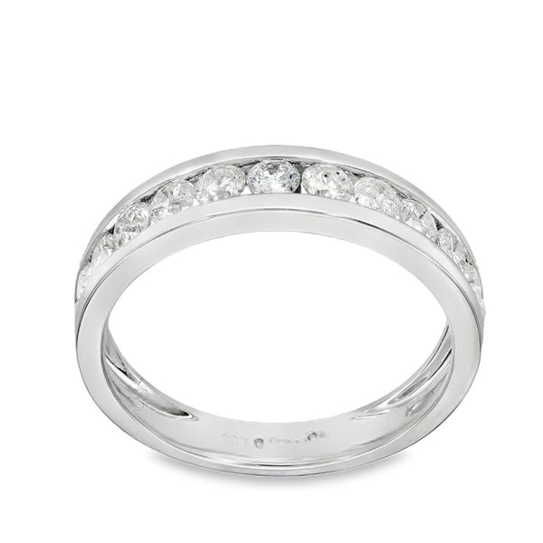 18ct White Gold Diamond Half-Eternity Ring - Size O - 1.00ct