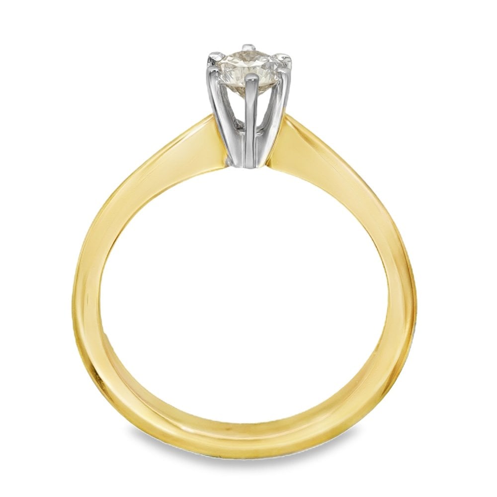 18ct Yellow Gold Diamond Engagement Ring - Size L½ - 0.33ct