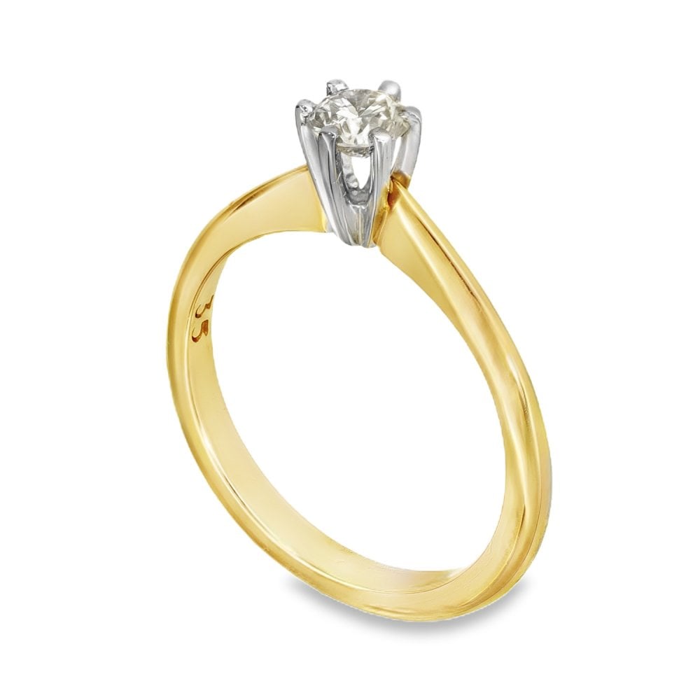 18ct Yellow Gold Diamond Engagement Ring - Size L½ - 0.33ct