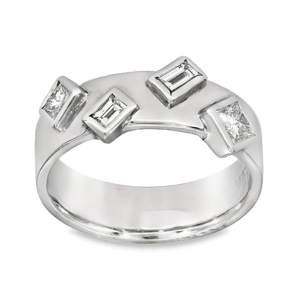 18ct White Gold Diamond Scatter Ring - Size L - 0.59ct