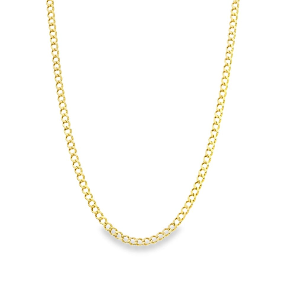 9ct Yellow Gold Closed Curb Chain - 22" - 9.7g