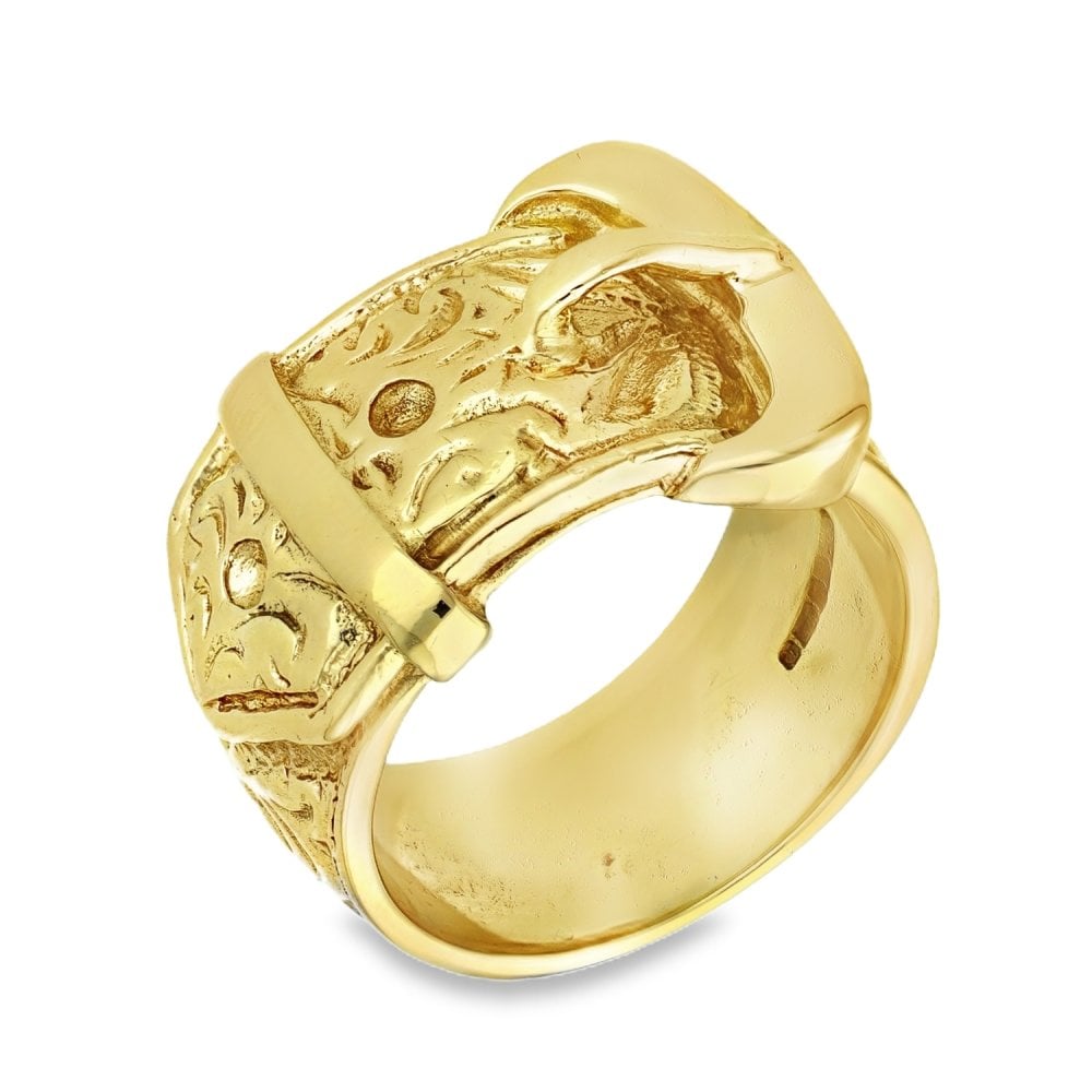 9ct Yellow Gold Buckle Ring - Size W - 12mm