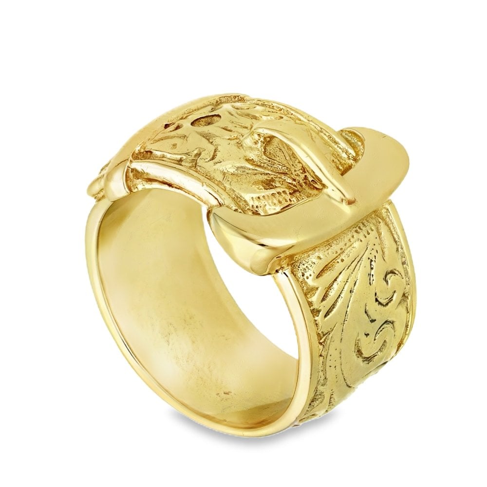 9ct Yellow Gold Buckle Ring - Size W - 12mm