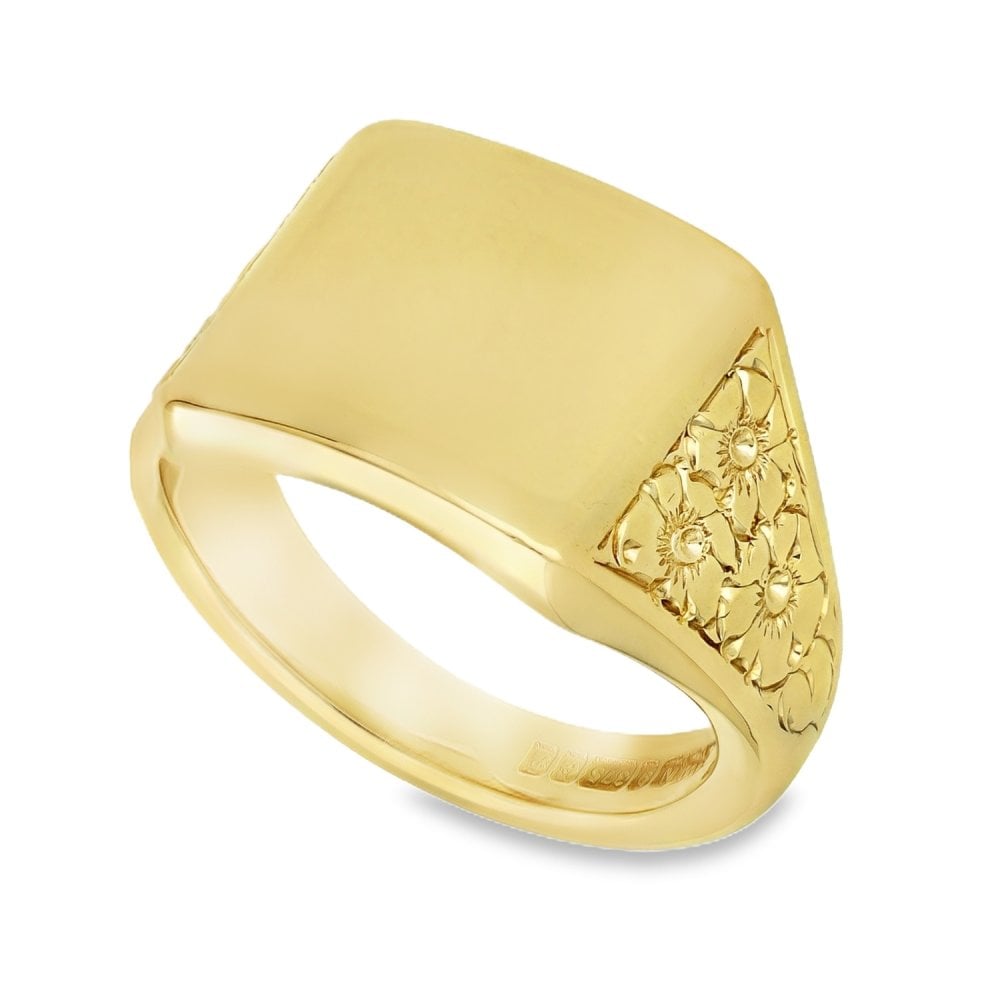 9ct Yellow Gold Square Signet Ring - Size V - 14.3g
