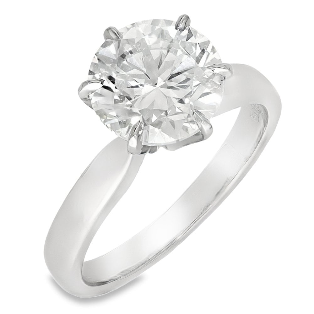 Ladies 18ct White Gold 3.01ct Diamond Solitaire Engagement Ring