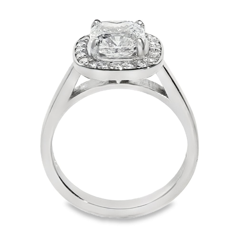 1.94ct Platinum Halo Ring - Cushion Cut - Size L - 8.1g