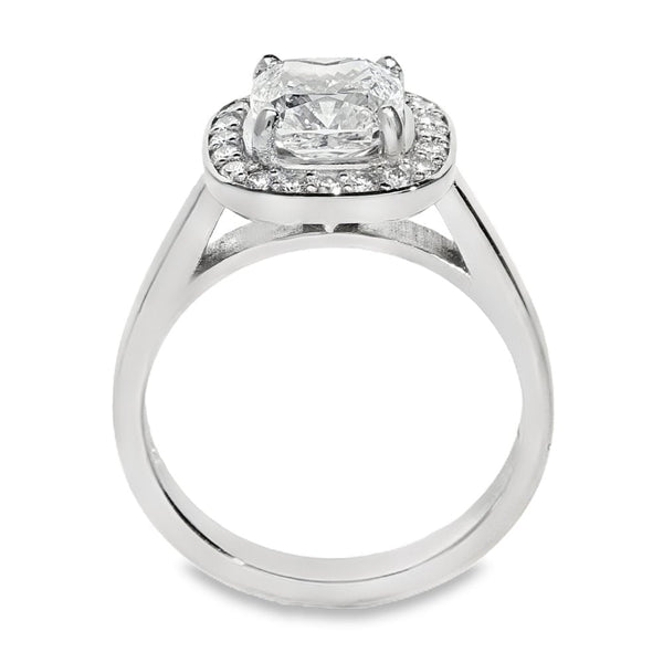 1.94ct Platinum Halo Ring - Cushion Cut - Size L - 8.1g