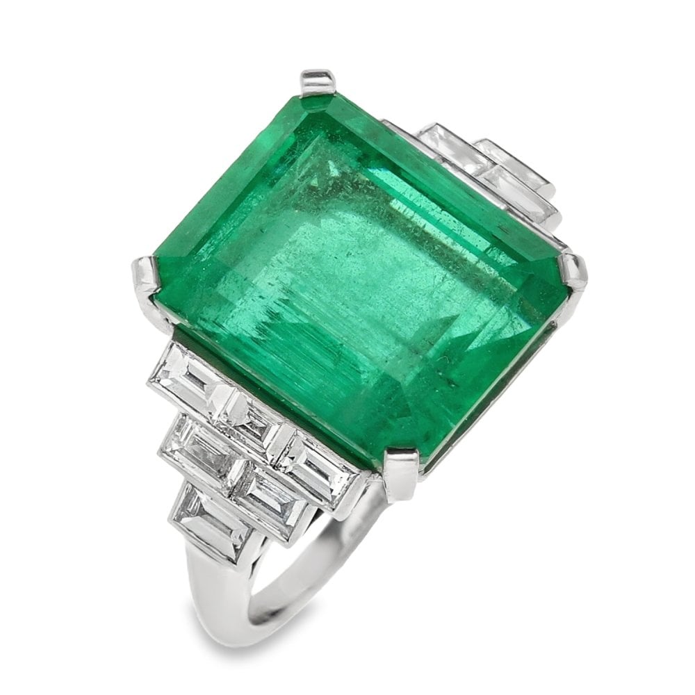 Ladies Certified Platinum Diamond & Emerald Ring - 11.04ct
