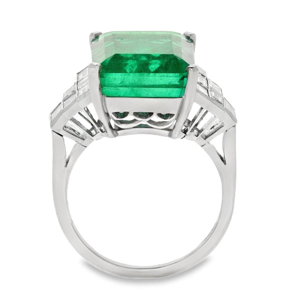 Ladies Certified Platinum Diamond & Emerald Ring - 11.04ct