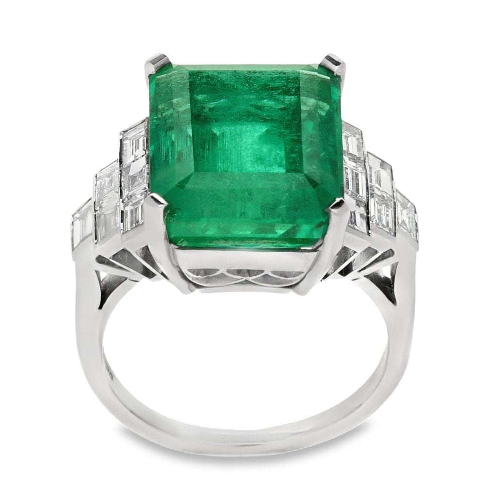 Ladies Certified Platinum Diamond & Emerald Ring - 11.04ct