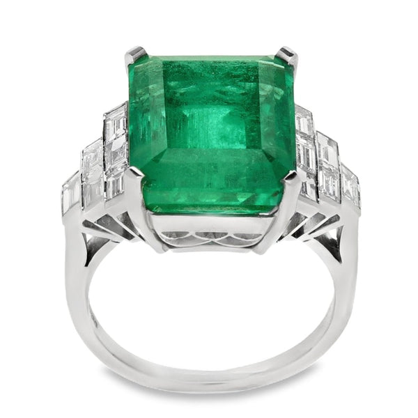 Ladies Certified Platinum Diamond & Emerald Ring - 11.04ct