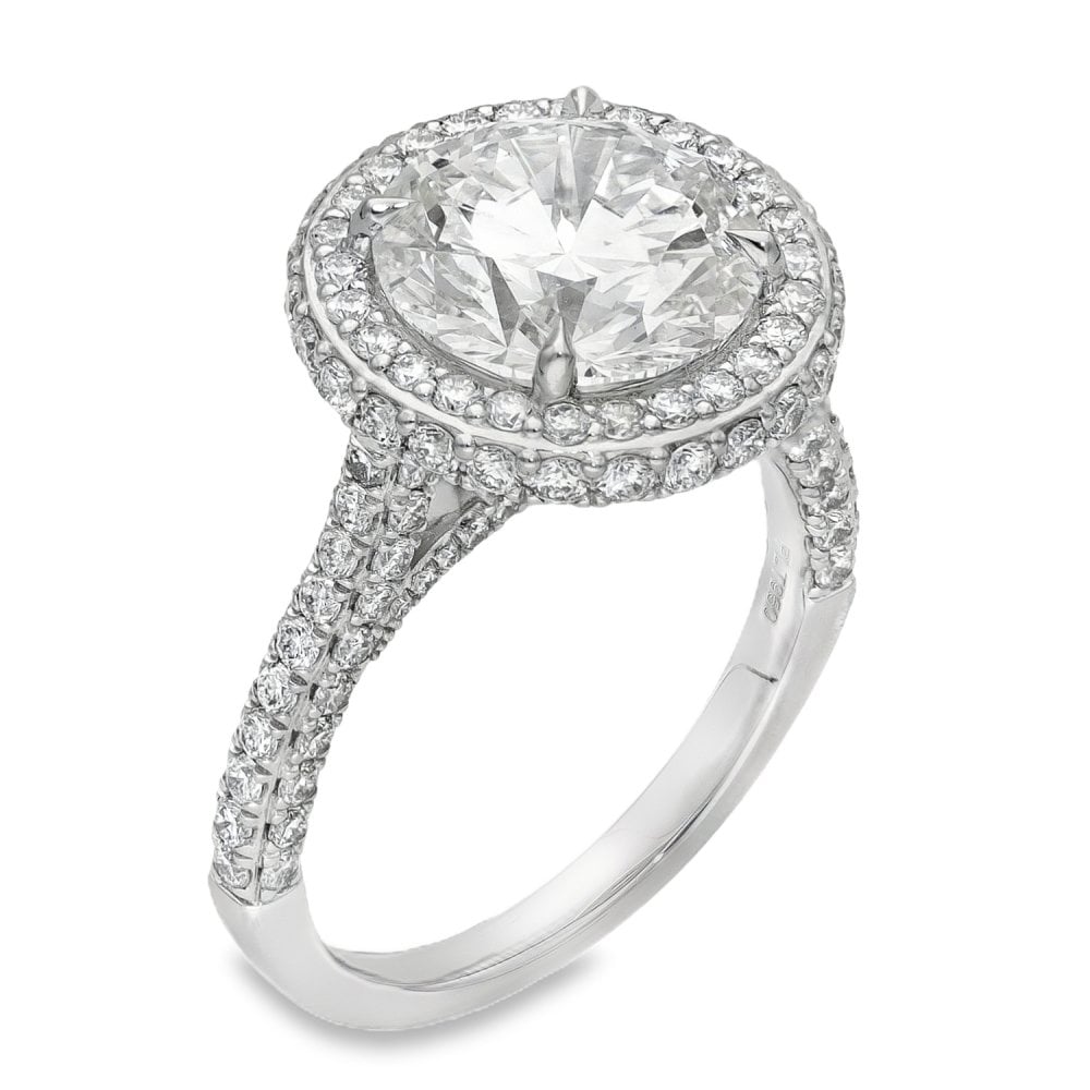 Ladies Platinum Certified Diamond Halo Engagement Ring - 4.99ct