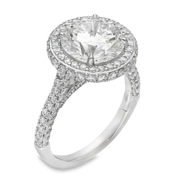 Ladies Platinum Certified Diamond Halo Engagement Ring - 4.99ct