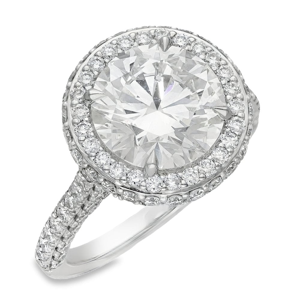 Ladies Platinum Certified Diamond Halo Engagement Ring - 4.99ct