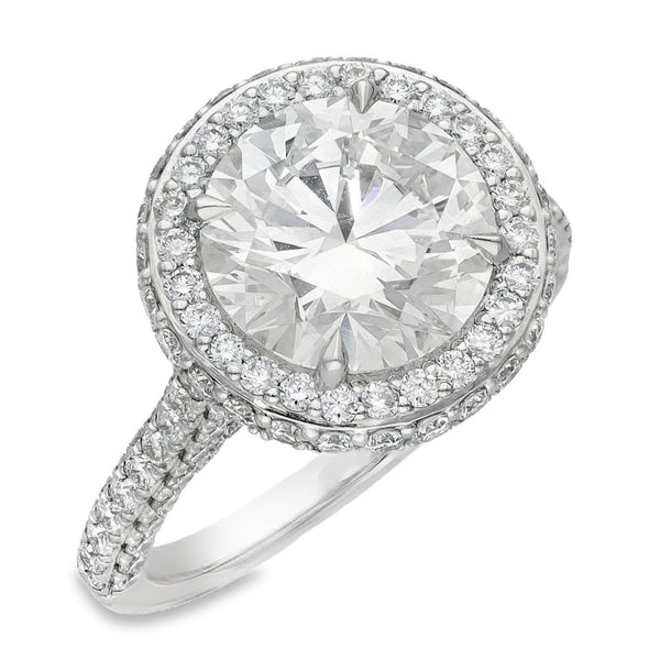 Ladies Platinum Certified Diamond Halo Engagement Ring - 4.99ct