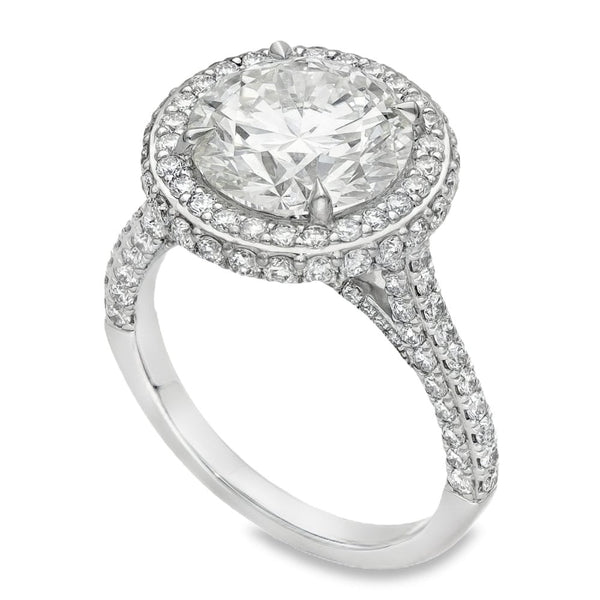 Ladies Platinum Certified Diamond Halo Engagement Ring - 4.99ct