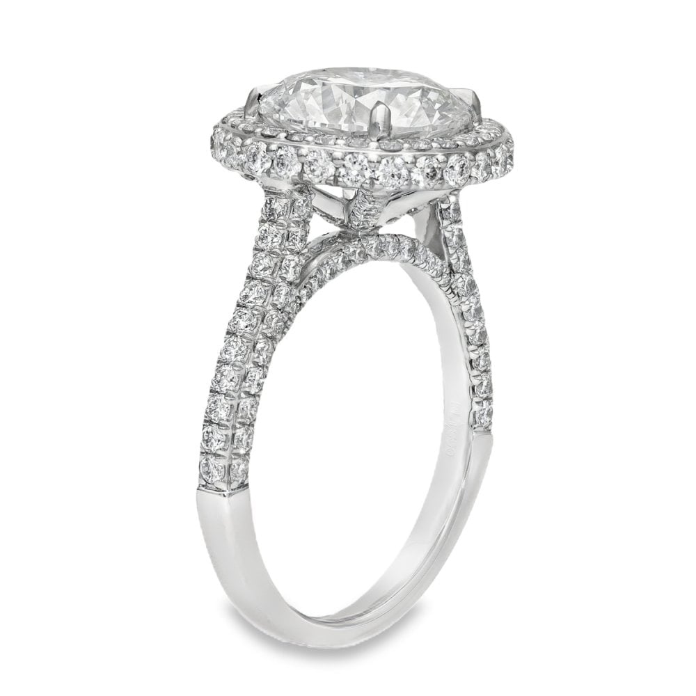 Ladies Platinum Certified Diamond Halo Engagement Ring - 4.99ct