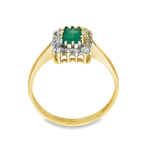 9ct Yellow Gold Agate & Cubic Zirconia Cluster Ring - Size M