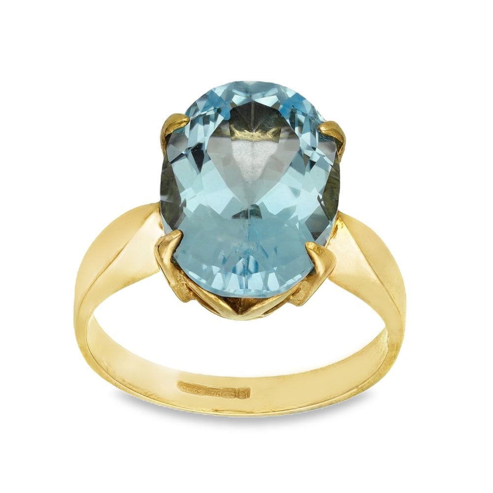 9ct Yellow Gold Oval-Cut Topaz Dress Ring - Size M½ - 14mm