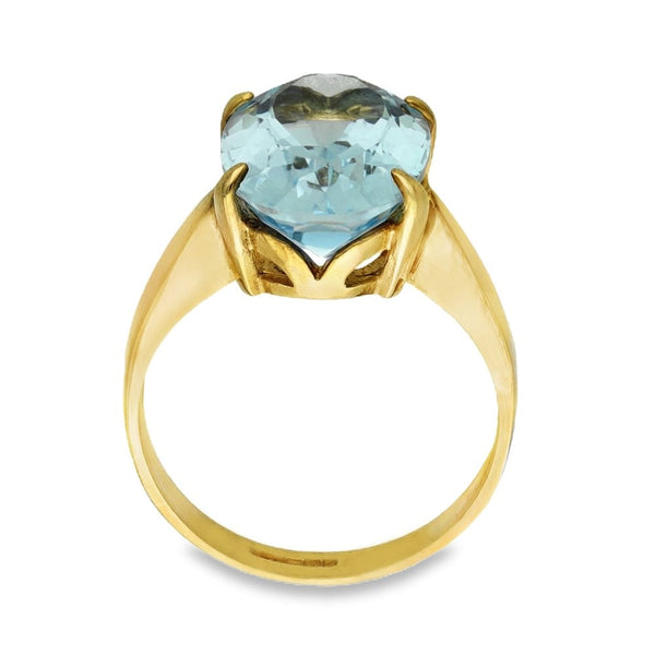 9ct Yellow Gold Oval-Cut Topaz Dress Ring - Size M½ - 14mm