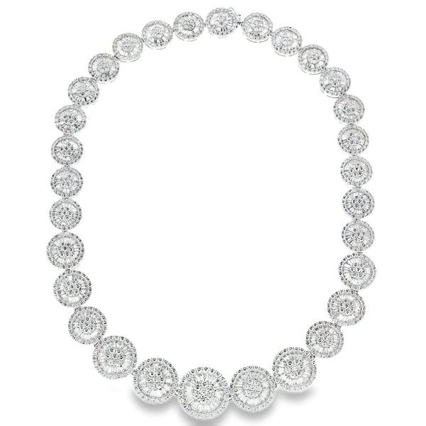 18ct White Gold Graduated Diamond Collarette - 16" - 33.50ct