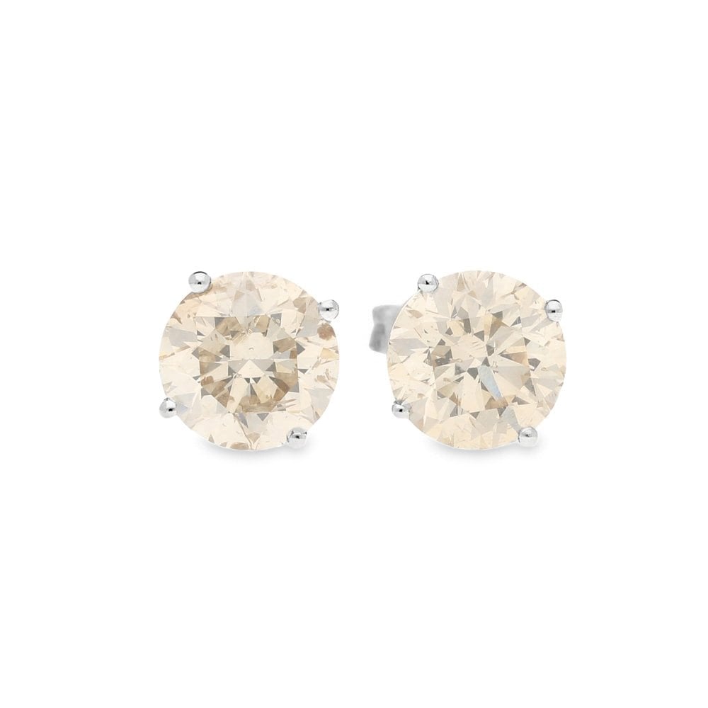 Ladies 18ct White Gold Diamond Stud Earrings - 4.31ct
