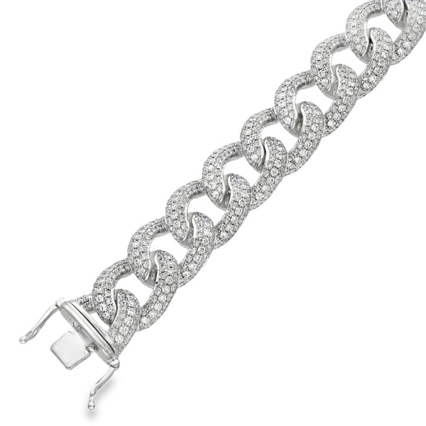 18ct White Gold Heavy 8.20ct Diamond Curb Bracelet